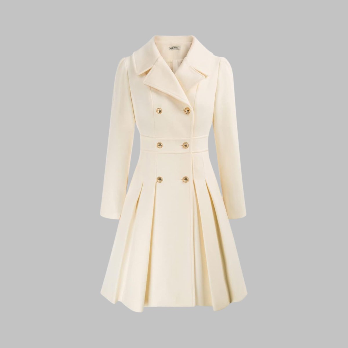 Double-breasted pleated peplum coat for women