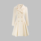 Double-breasted pleated peplum coat for women