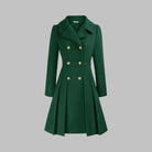 Double-breasted pleated peplum coat for women