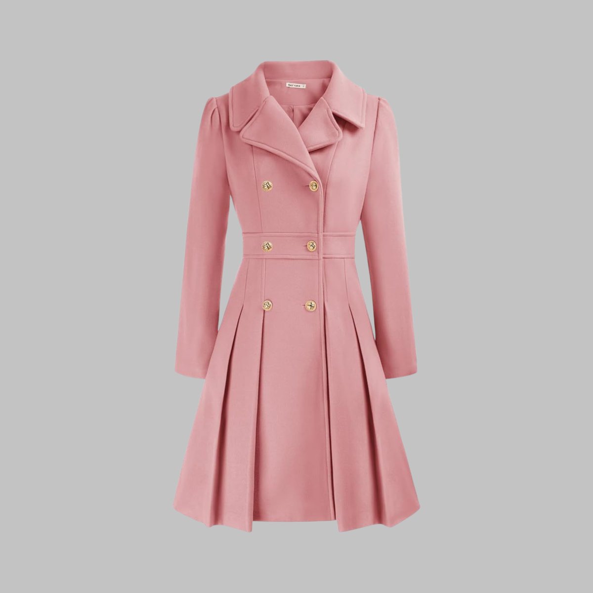 Double-breasted pleated peplum coat for women