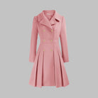 Double-breasted pleated peplum coat for women