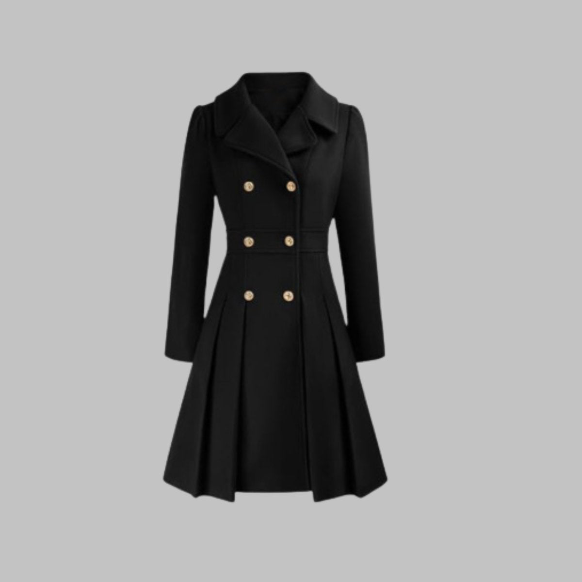 Double-breasted pleated peplum coat for women