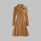 Double-breasted pleated peplum coat for women