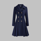 Double-breasted pleated peplum coat for women