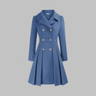 Double-breasted pleated peplum coat for women