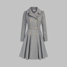Double-breasted pleated peplum coat for women