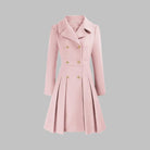 Double-breasted pleated peplum coat for women