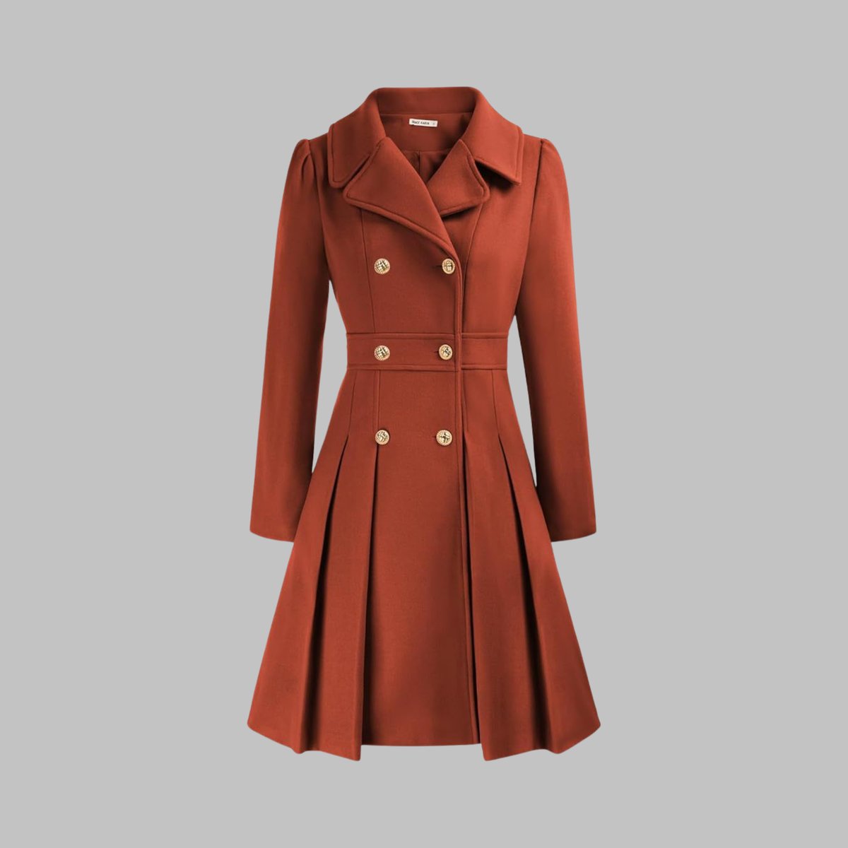 Double-breasted pleated peplum coat for women