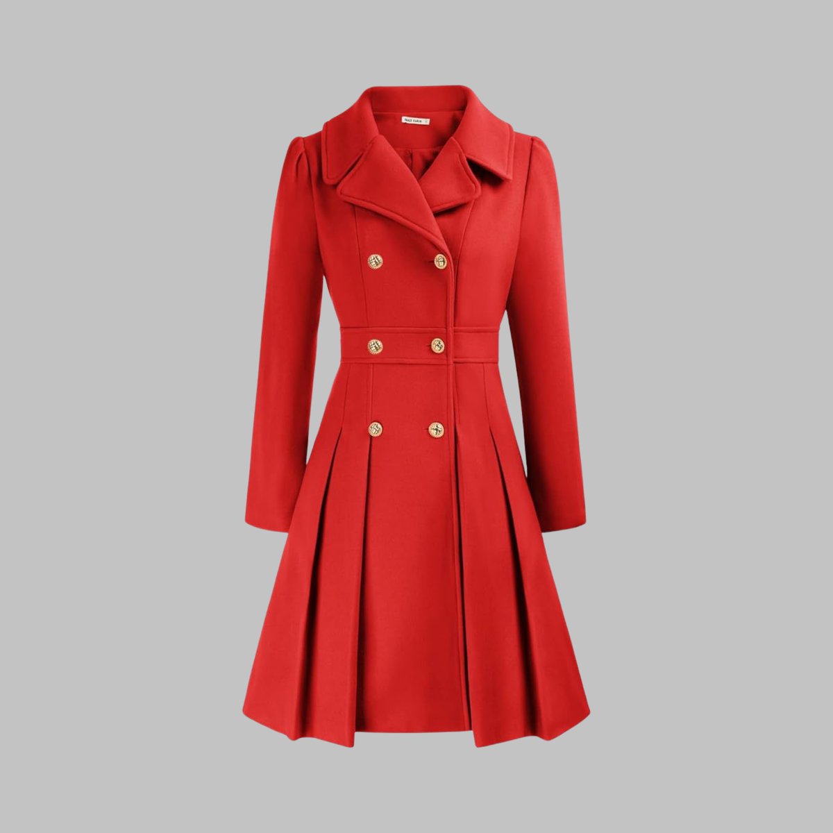 Double-breasted pleated peplum coat for women