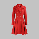 Double-breasted pleated peplum coat for women