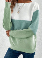 Color block turtleneck knitted sweater for women
