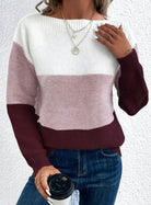 Color block turtleneck knitted sweater for women