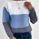 Color block turtleneck knitted sweater for women