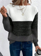 Color block turtleneck knitted sweater for women