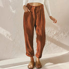 Pleated corduroy trousers for women
