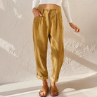 Pleated corduroy trousers for women