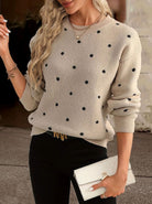 Polka dot knitted sweater for women