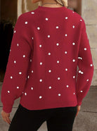 Polka dot knitted sweater for women