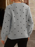 Polka dot knitted sweater for women