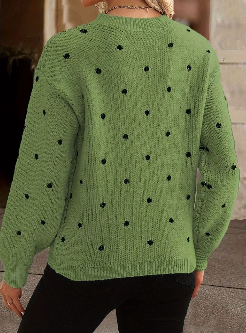 Polka dot knitted sweater for women