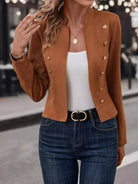 double-breasted cropped blazer for women