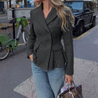 Notch lapel double-breasted peplum blazer for women