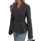 Notch lapel double-breasted peplum blazer for women