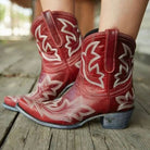 Embroidered ankle cowboy boots for women