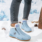 Side-zip plush-lined ankle snow boots for women