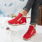 Side-zip plush-lined ankle snow boots for women