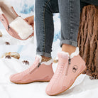 Side-zip plush-lined ankle snow boots for women