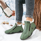 Side-zip plush-lined ankle snow boots for women