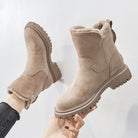 Suede-look slip-on snow boots in beige for women