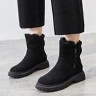 Suede-look slip-on snow boots in black for women