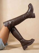 Chunky over-the-knee boots in black or brown for women
