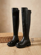 Chunky over-the-knee boots in black or brown for women
