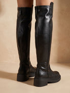Chunky over-the-knee boots in black or brown for women
