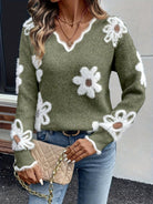 Daisy V-neck knitted sweater for women