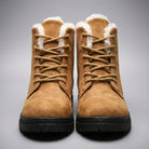 Plush-collar lace-up ankle snow boots for women