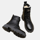 Leather-look lace-up snow boots for women
