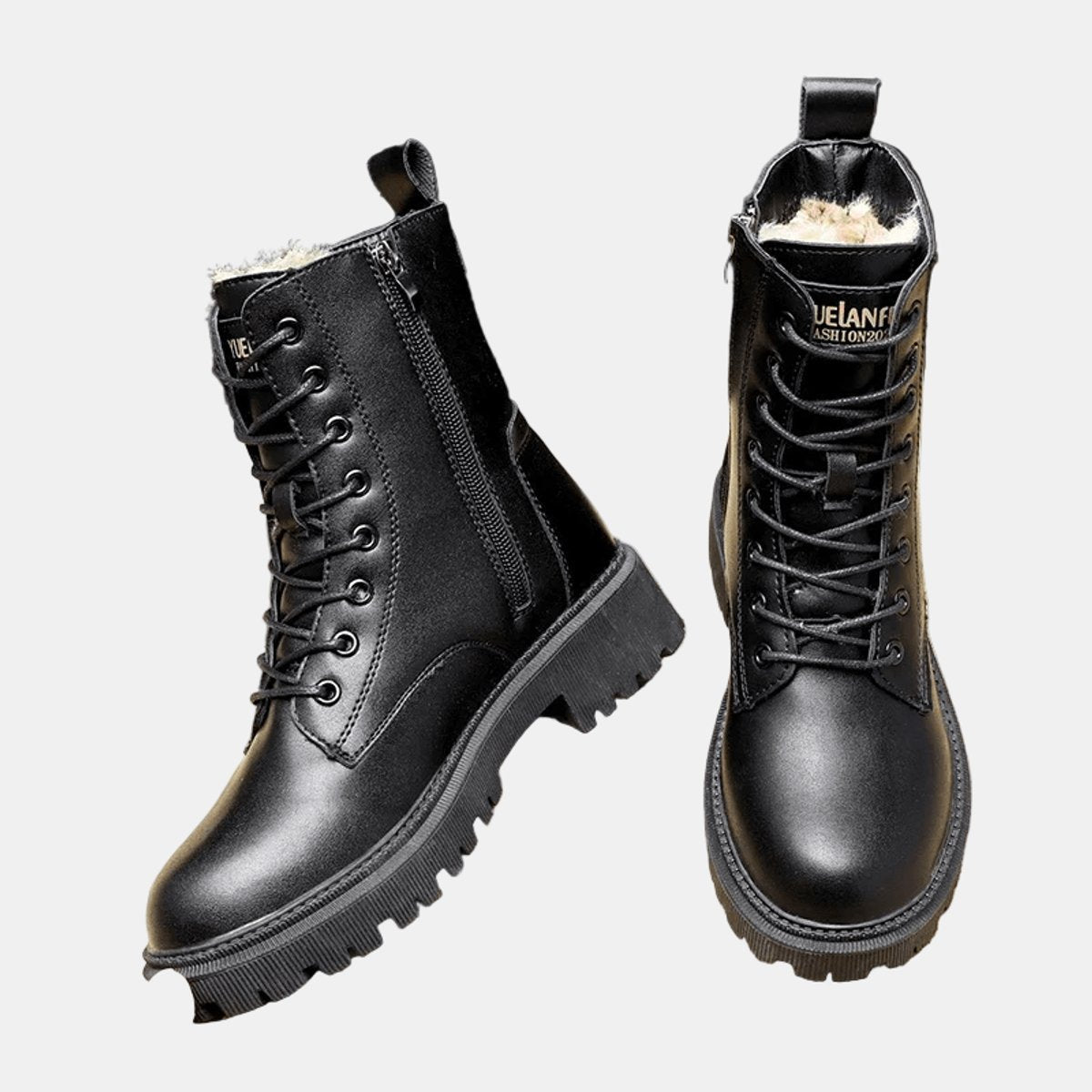 Leather-look lace-up snow boots for women