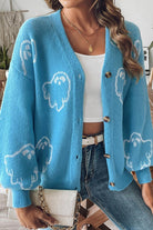 Halloween ghost button-front cardigan for women