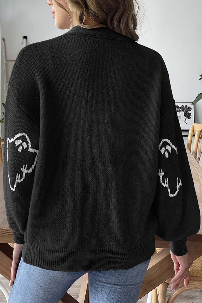 Halloween ghost button-front cardigan for women