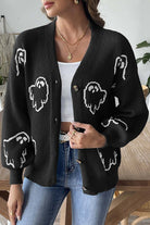 Halloween ghost button-front cardigan for women