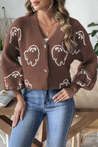 Halloween ghost button-front cardigan for women