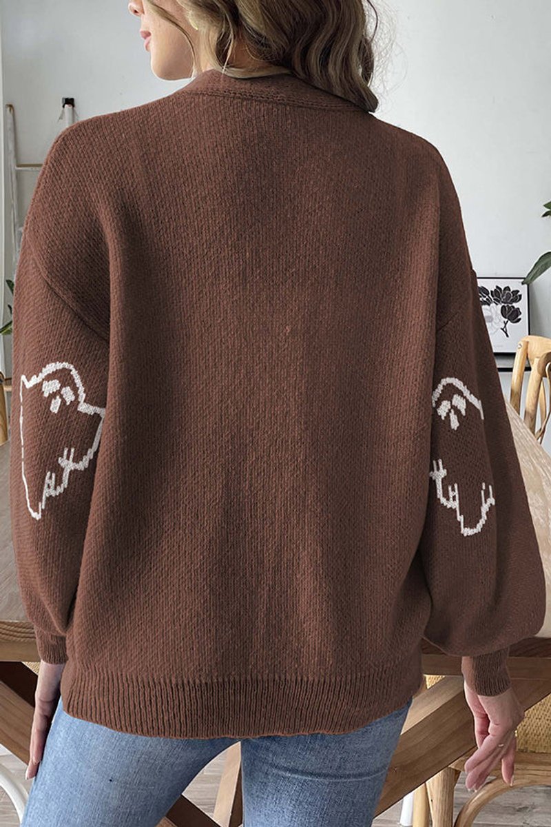 Halloween ghost button-front cardigan for women