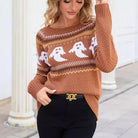 Halloween ghost Fair Isle sweater for women