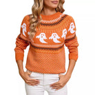 Halloween ghost Fair Isle sweater for women