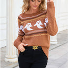 Halloween ghost Fair Isle sweater for women