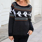 Halloween ghost Fair Isle sweater in black for women